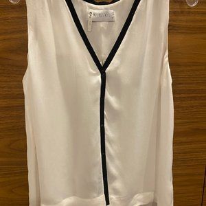 Sleeveless ALC white silk shirt with black detailing